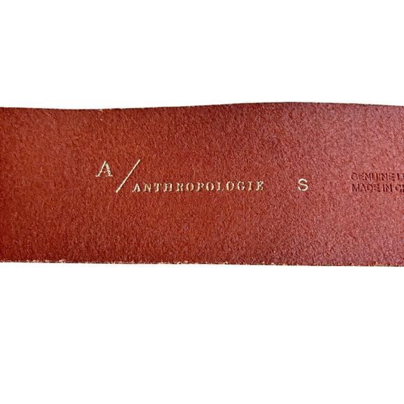 Anthropologie leather belt size S British camel tan wide waist adjustable chic - Picture 4 of 8